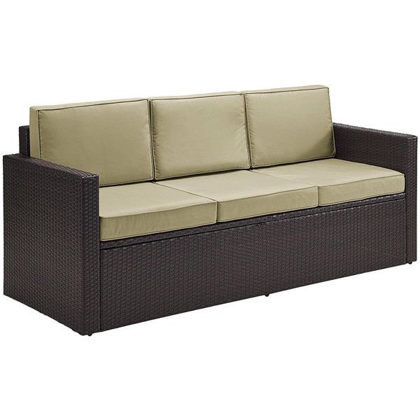Veranda Palm Harbor Wicker Patio Sofa; Brown with Grey Cushion VE383553